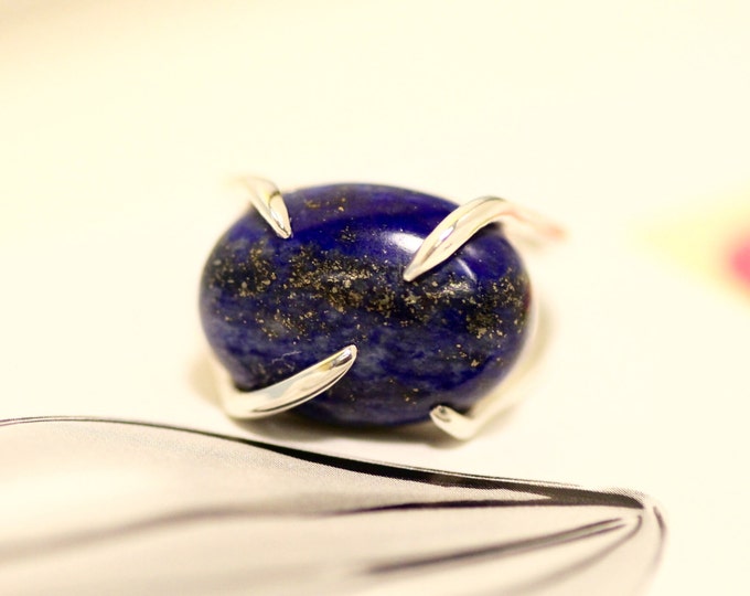 lapis lazuli ring - gold ring - silver ring - interesting ring - natural stone ring - blue stone ring - gift for her