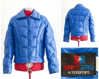 1980s blue puffy insulated ski coat