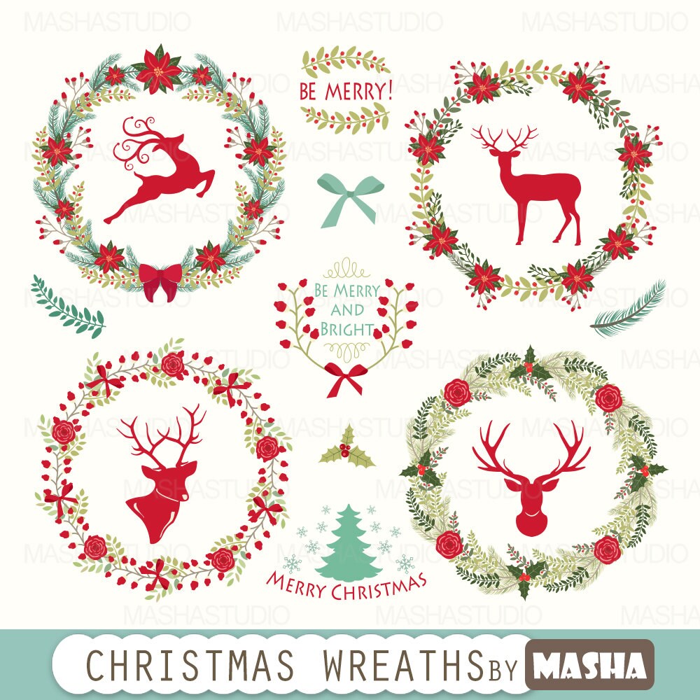 Christmas clipart: Christmas Wreaths Clipart with