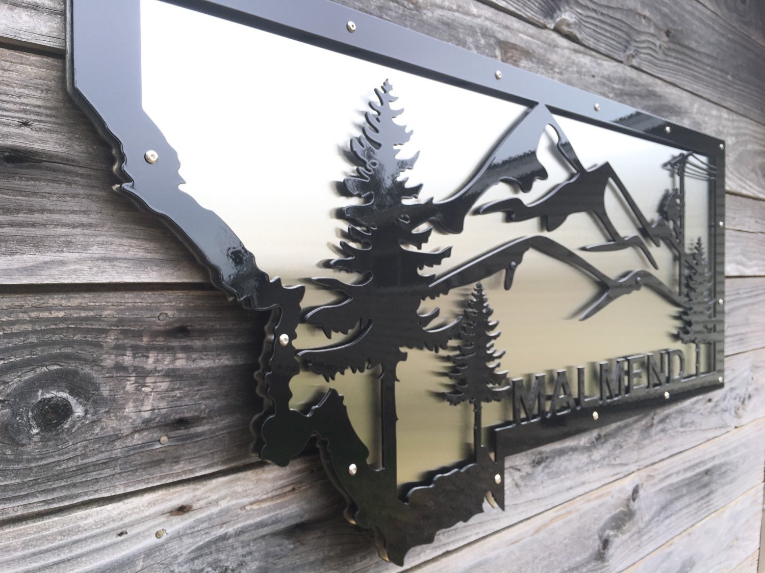 Montana themed metal wall art.