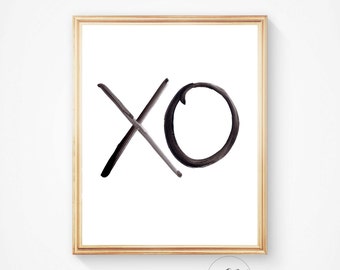 XO Print, Wall prints, Typography art, xo art, Printable art, Hugs and Kisses, Minimalist Print, wall art, Instant download, Black and White