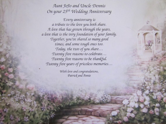 25th Wedding Annivesary Personalized Poem By Deespersonalized