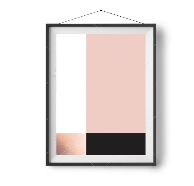 Blush Wall Art Print Digital Art Color Block Copper Home