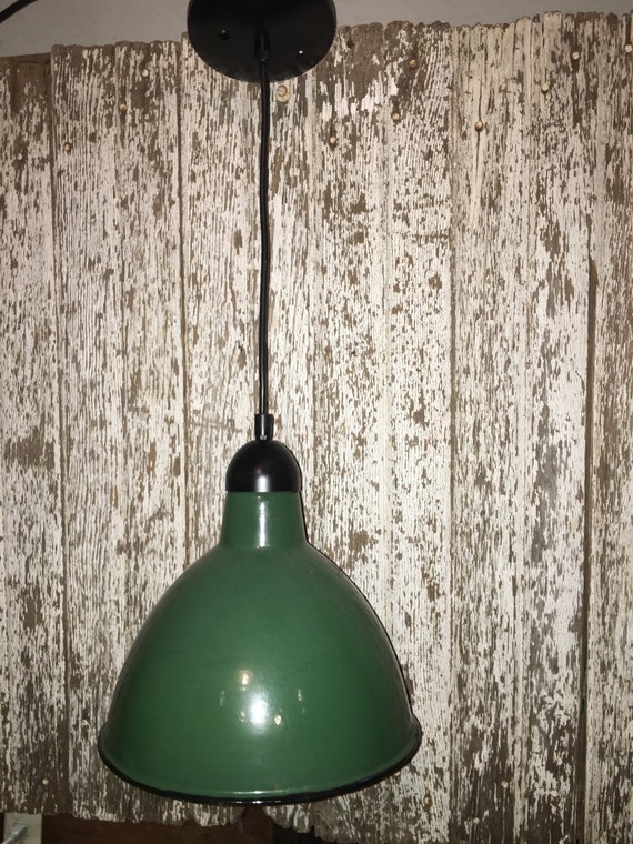 Vintage 10 Green Porcelain barn light industrial pendant wiring barn lights 
