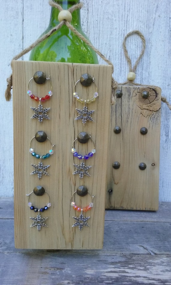 Rustic Wooden Wine Charms Holder Wine Charms Stand Wine