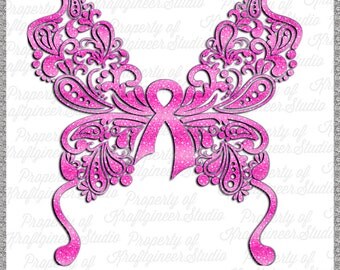 Breast Cancer SVG Awareness Butterfly SVG Paisley Butterfly SVG Cancer Butterfly svg Ribbon svg cut file for Cricut Silhouette Scan N Cut Co