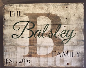 Custom Wood Name Sign, Personalized Wedding Gift, Pallet Last Name Sign, Rustic Family Est. Sign, Rustic last name Sign, COLOR