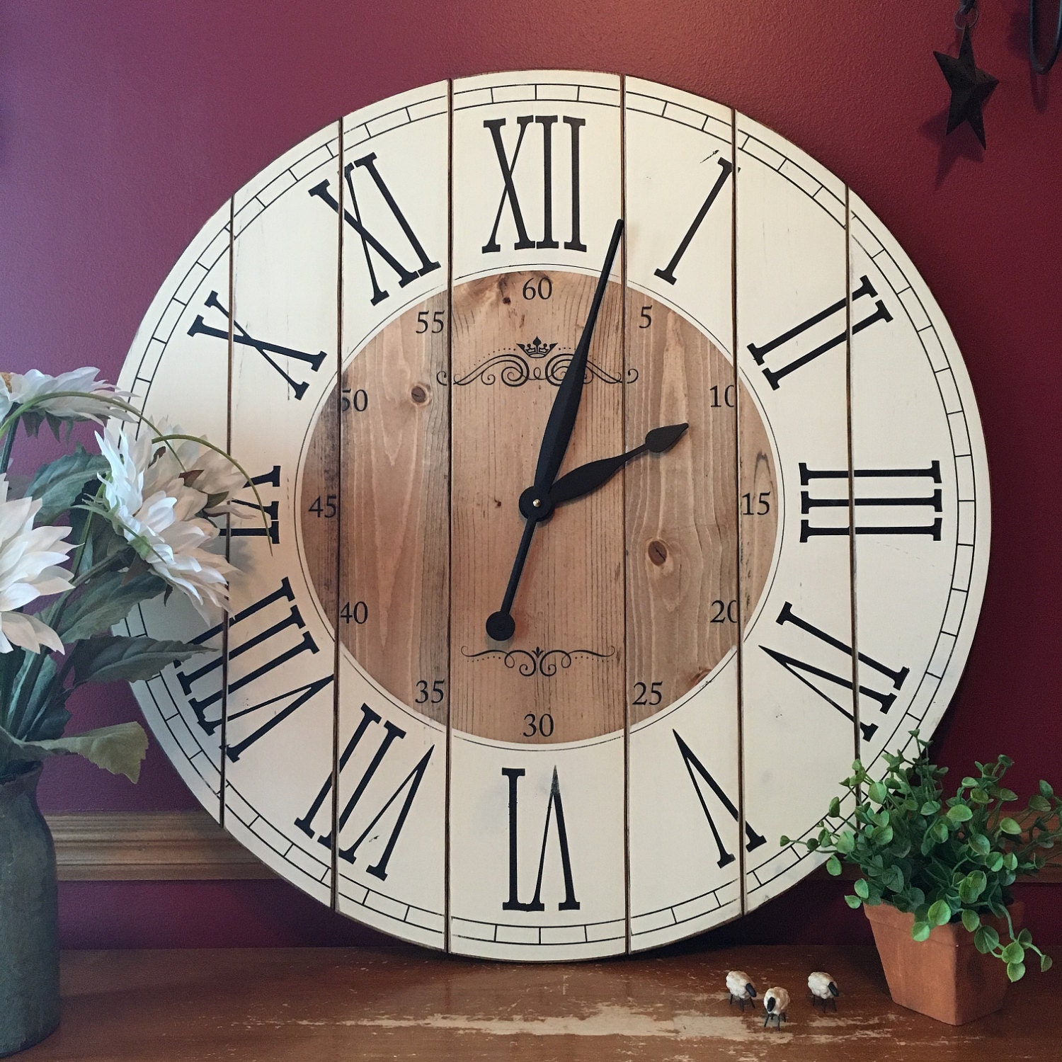 28 inch farmhouse clock rustic wall clock large wall clock