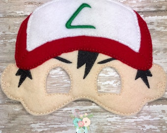 Inspired by Pokemon - Ash Inspired Mask, Childrens Felt Mask, Dress up Costume