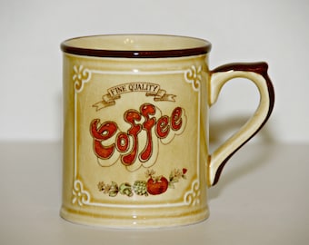 Fine Quality Country Kitchen Coffee Mug, Asake, Made in Japan, Filigree, Veggies, Quaint, Rustic, Vintage, Tea, Latte, Hot Chocolate, Kitsch