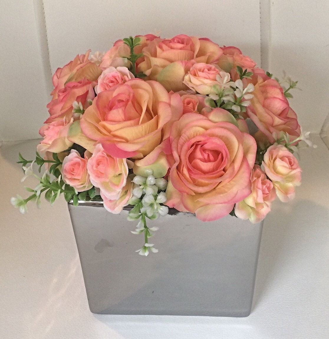 SaleYellow Real Touch Rose Arrangement Pink Real Touch