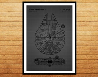 Star Wars, Millennium Falcon Star Wars Poster, Millennium Falcon Star Wars Patent, Millennium Falcon Star Wars Print, Millennium Falcon