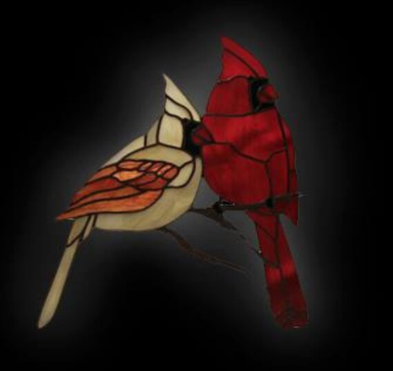 Stained Glass Cardinal, Stained Glass Birds, Ornament, Window Hangings, Wedding Decor, Cardinal Suncatcher, Stained Glass Cardinal