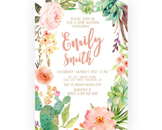 Succulent Baby Shower Invitations 3