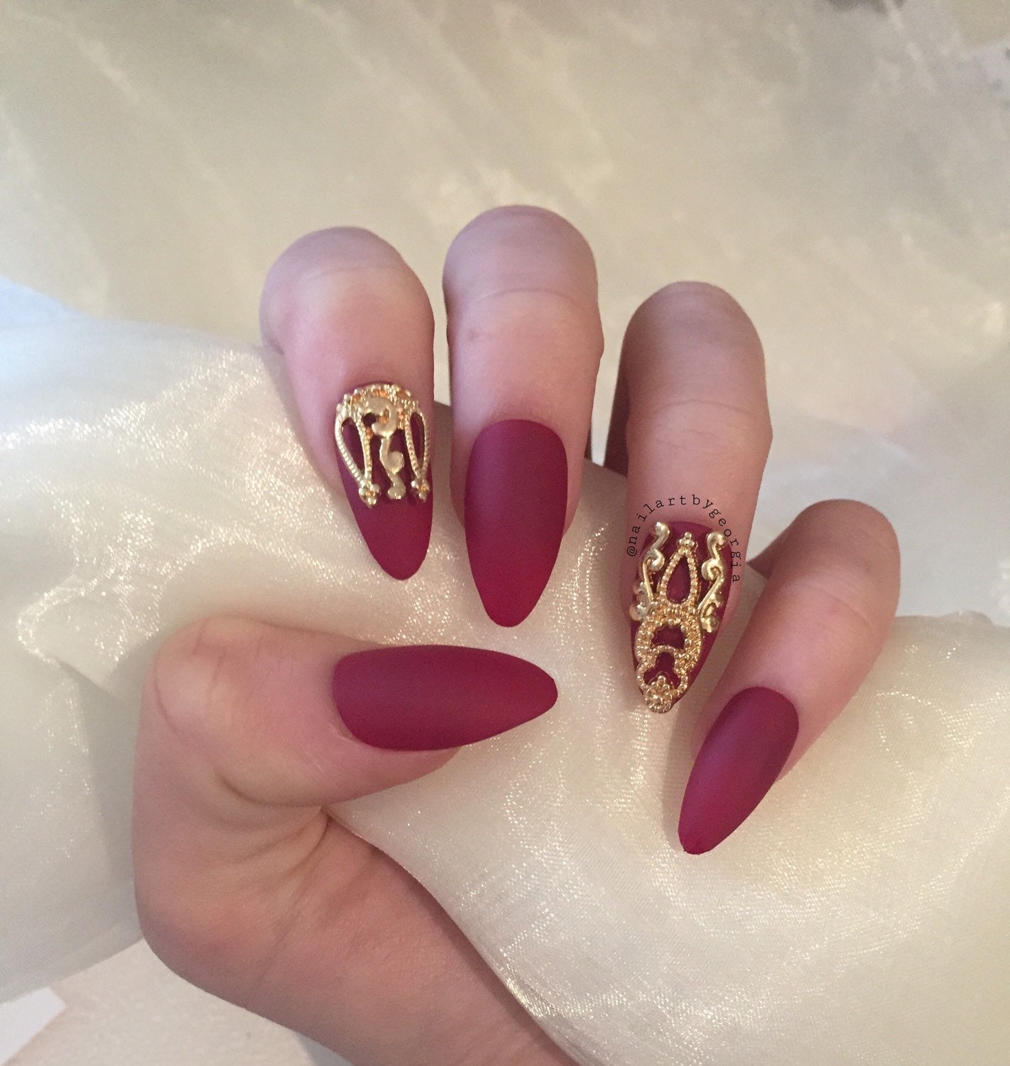 Red Matte Nails With Gems Nail Art Is The Perfect Way To Express