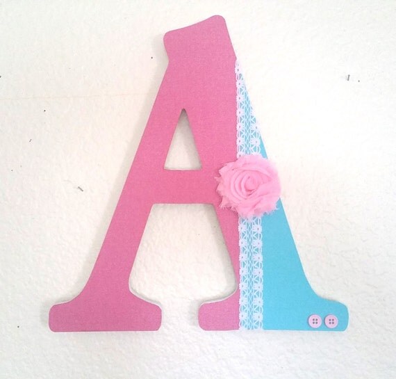 Pink and blue nursery letters baby girl names by LetteredWhimsy