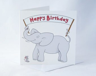 Items Similar To Birthday Elephant Card On Etsy