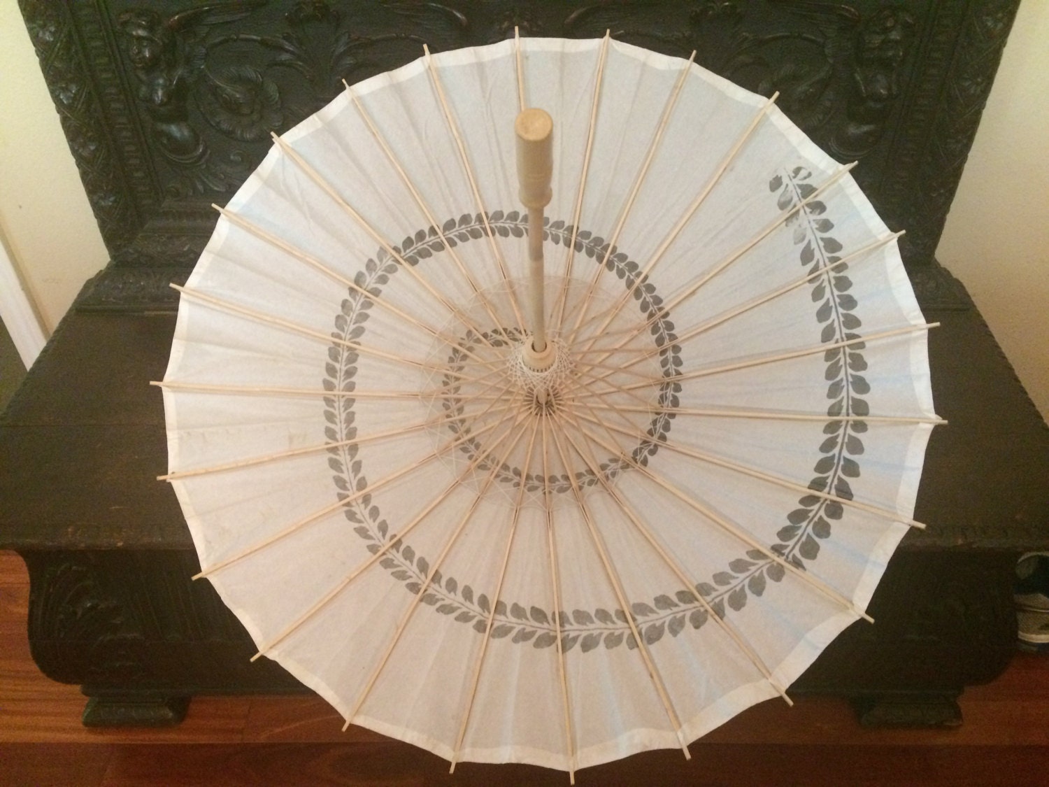 Vintage Japanese Parasol Circa 1960 Bamboo Paper Framed