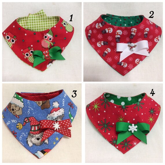 Items similar to Christmas Dog Bandana Bib Style (Reversible) on Etsy
