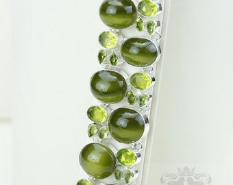 Blast of Green! Nephrite Jade Peridot 925 S0LID Sterling Silver Bracelet & FREE Worldwide Express Shipping B1866