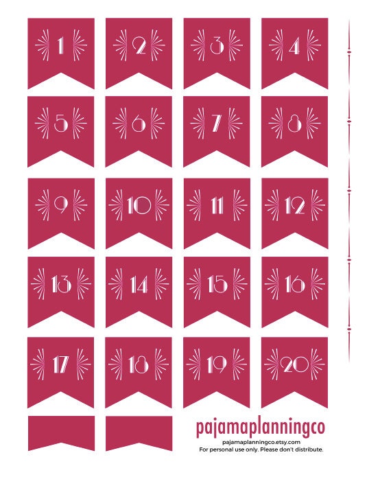 printable magenta number stickers instant download for