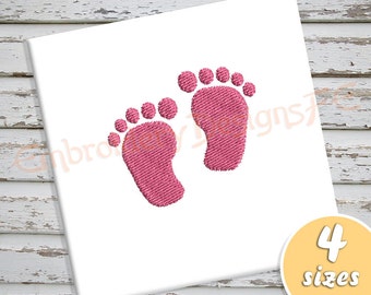 Baby Foot Print Mini Embroidery Design - 4 Sizes - Filled Stitch Machine Embroidery Design File