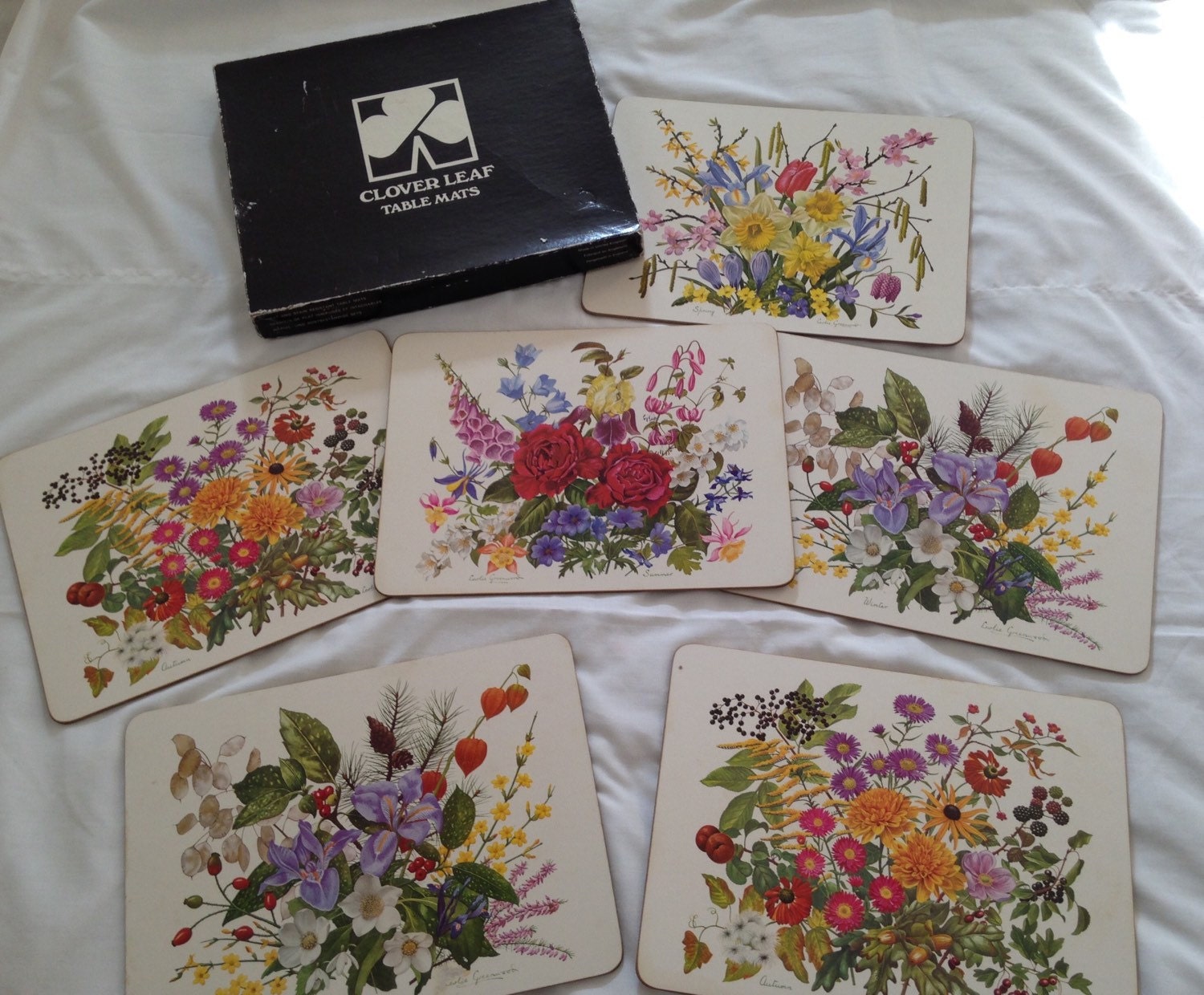 Vintage Set Of 6 Table Mats, Clover Leaf Place Mats,Table Protection ...