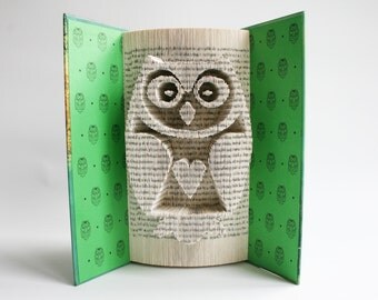 Book Folding Pattern Owl: Book Folding Tutorial, Cut and Fold, Free printable downloads to personalise your book art