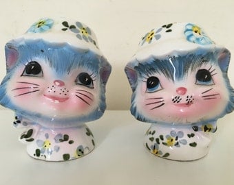 Vintage Mid Century Modern Miss Priss Salt Pepper Shakers Ceramic Hand Painted Made in Japan