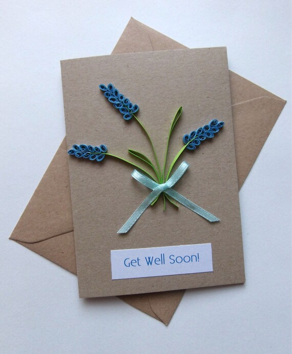 Quilled Lavender Card Get Well Soon 15cm x 10cm 6 x