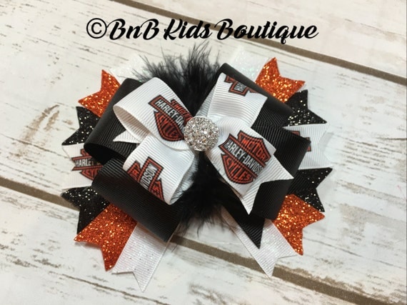  Harley Davidson 5 5 Stacked Hair Bow Boutique by 