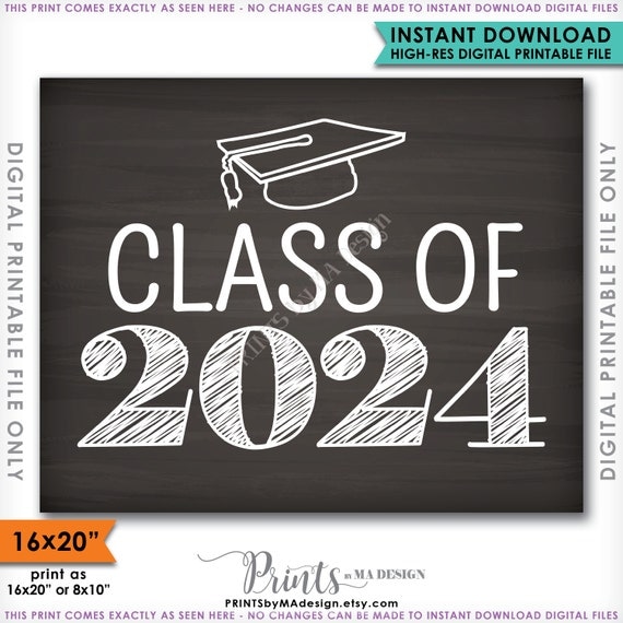 Class of 2024 Sign Grad Party High School 2024 Grad College