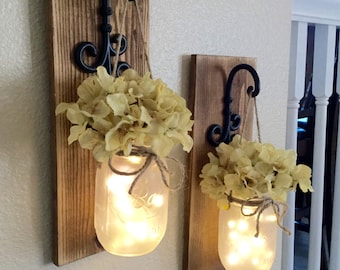 Farmhouse Wall Decor,Home Decor,Farmhouse Living Room Decor,Farmhouse Kitchen Decor,Farmhouse Chic Sconce,Farmhouse Sconce, Mason Jar Sconce