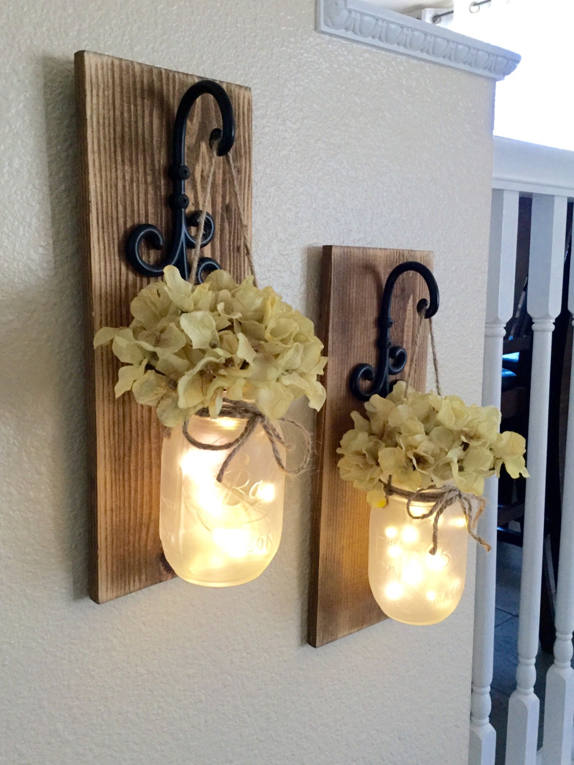 Rustic Mason Jar Sconce With LightsMason Jar DecorMason Jar