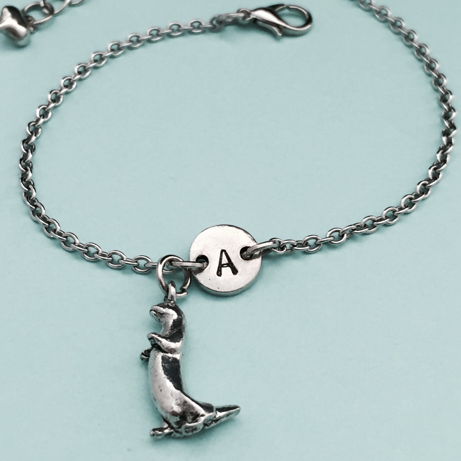 Otter charm bracelet, otter charm, adjustable bracelet, animal