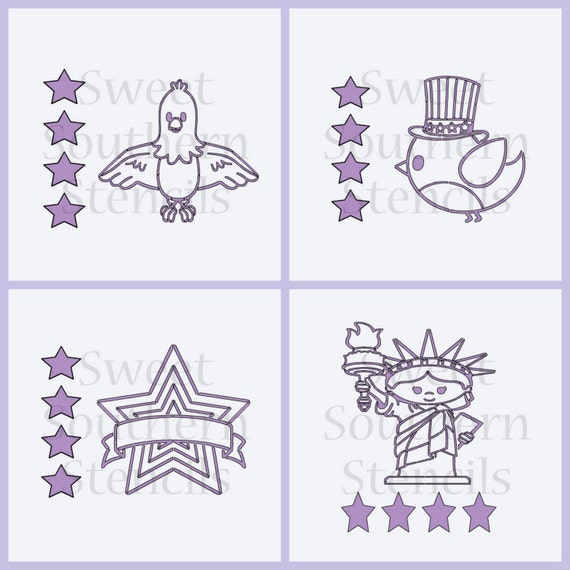 Fourth of July PYO Cookie Stencils 4 separate stencils