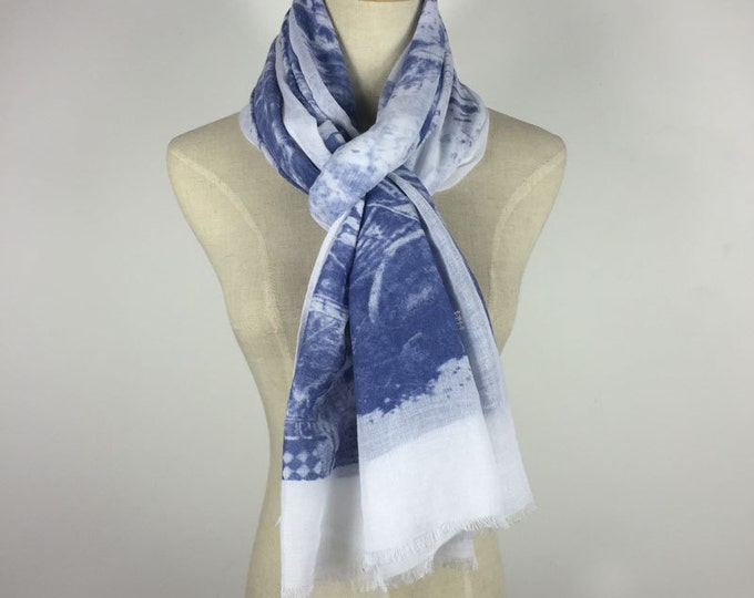 Christmas Gifts Ethnic Scarf Blue Ethnic Scarf Blue Scarf White And Blue Scarf Woman Accessories Gift For Her White Scarf Boho Blue Scarf