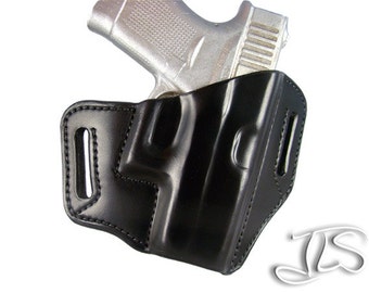 Glock 43 Leather Gun Holster Contoured Pancake Style OWB G43