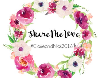 Floral Wreath Instagram Wedding Sign