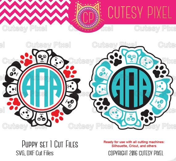 Download Items similar to Puppy monogram Svg cutting file, paw ...