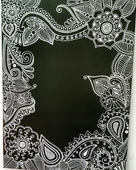 Art Painting Henna on Canvas Decor by QootBoutique on Etsy