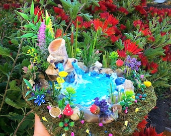 FAIRIES GARDEN POND, Garden Accessories ,River rock terrariums pond, fairy pond, fairy house pond, fairy garden, fairy pond,miniature pond