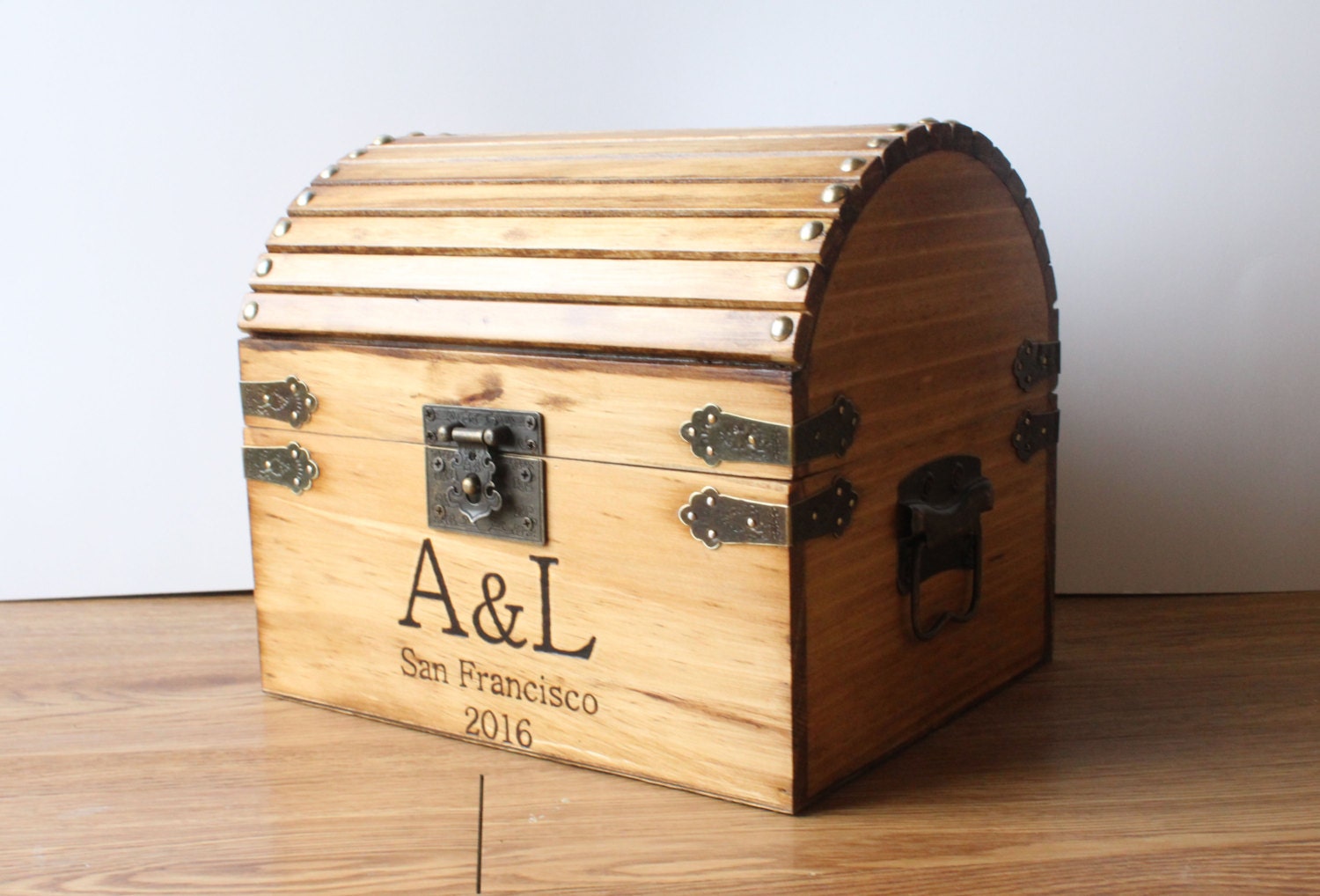 Lockable treasure chest wedding card box rustic wedding box