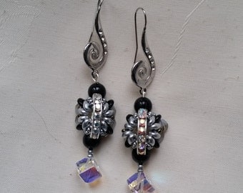 boucles d'oreilles "grand butterfly" crochet argent spirale