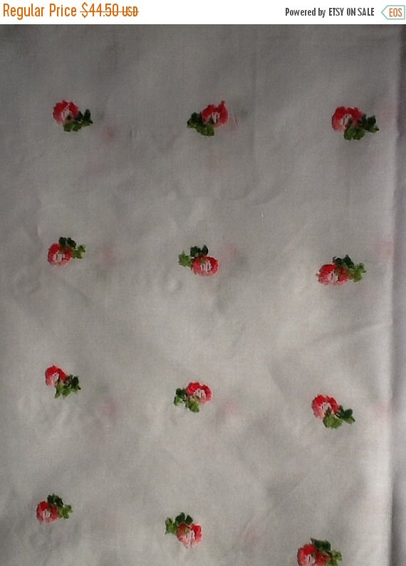 Crisp white cotton fabric with embroidered by Stitchandzip on Etsy
