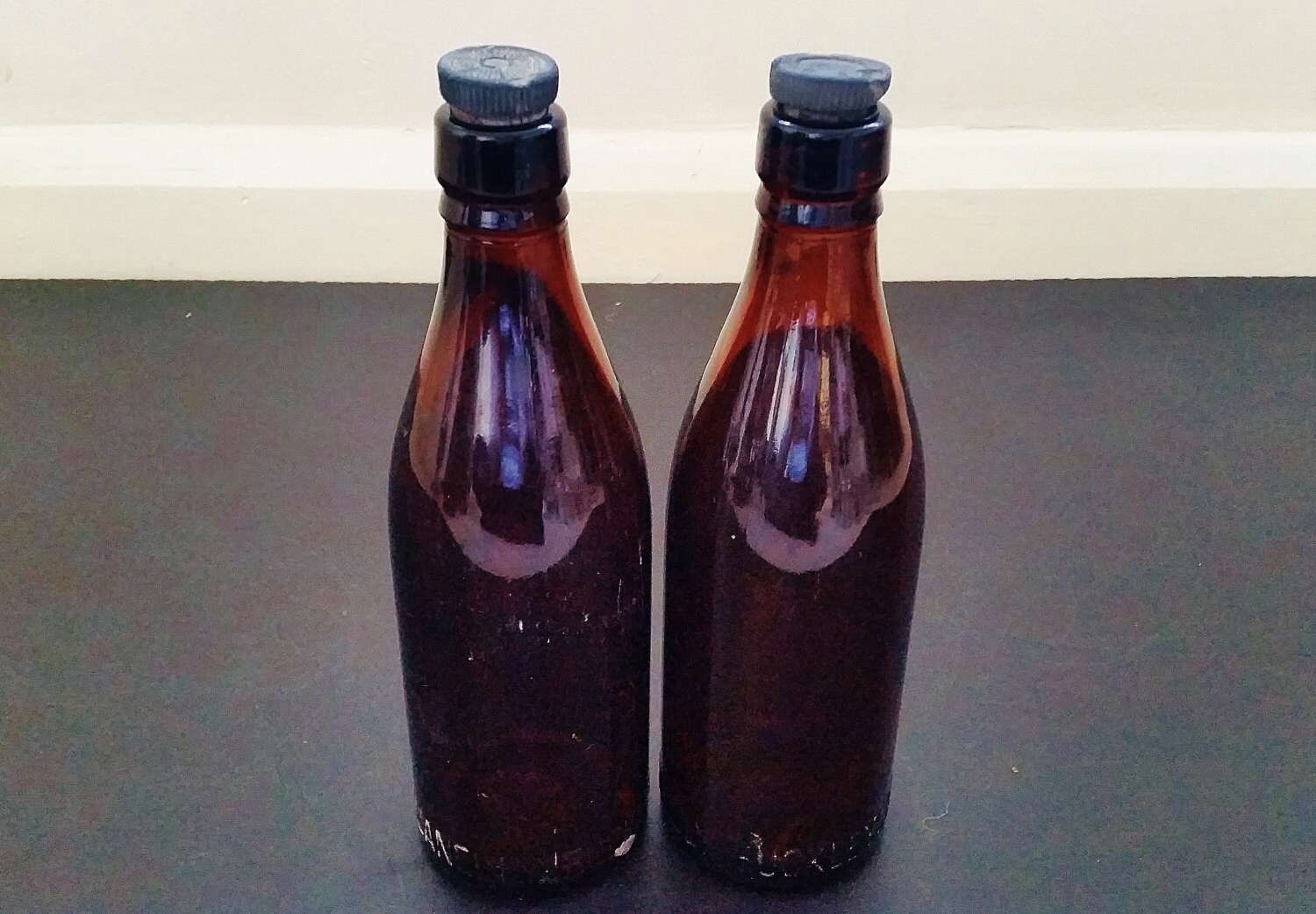 2 Brown Beer Bottles Vintage Buckley's by darcyelizavintage