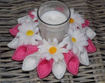 pink and white candle holder