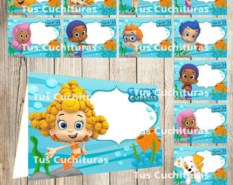 12 Bubble Guppies Food Tent Cards instant download, Printable Bubble Guppies Labels, Bubble Guppies Party Table Label