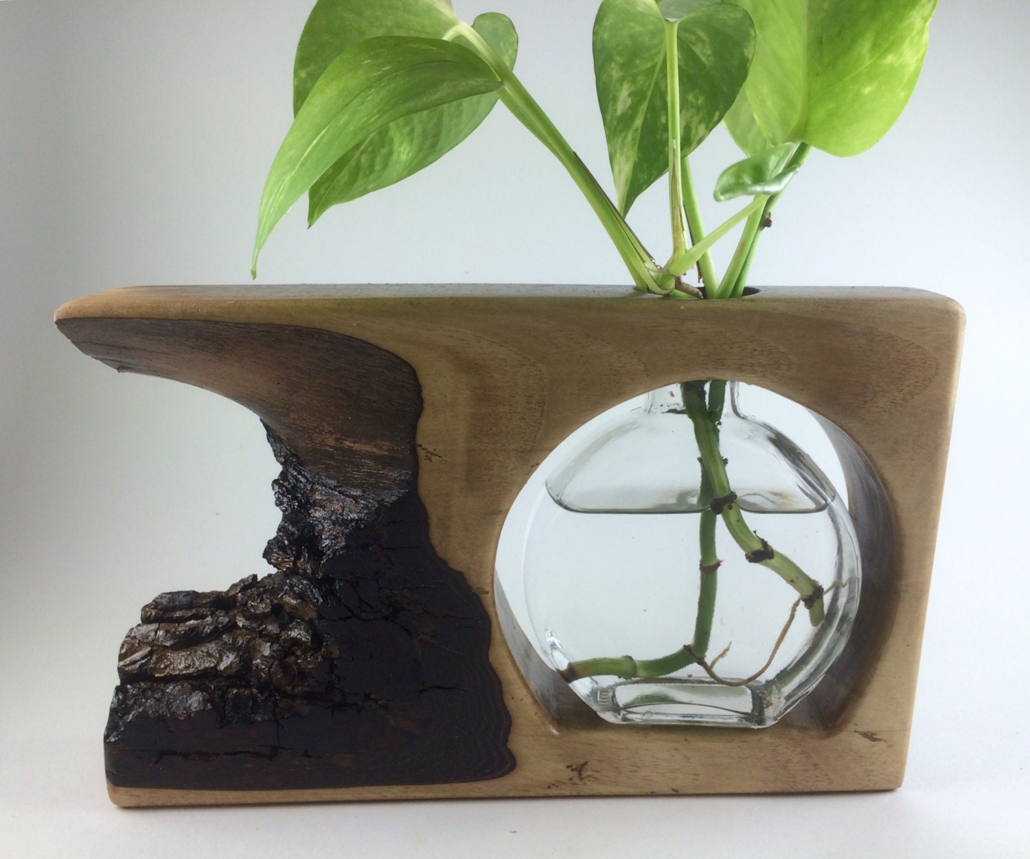 Handmade reclaimed wood bud vase Walnut