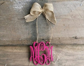 Car Charm - Rear View Mirror Monogram - Painted Mini Monogram